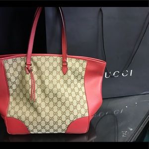 Gucci Red Canvas Bree Tote Bag